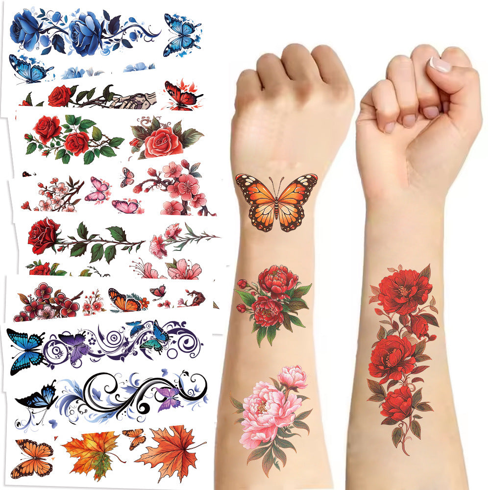 Wholesale 10pcs/pack rich flower tattoo waterproof party gift funny fun face stickers cross-border